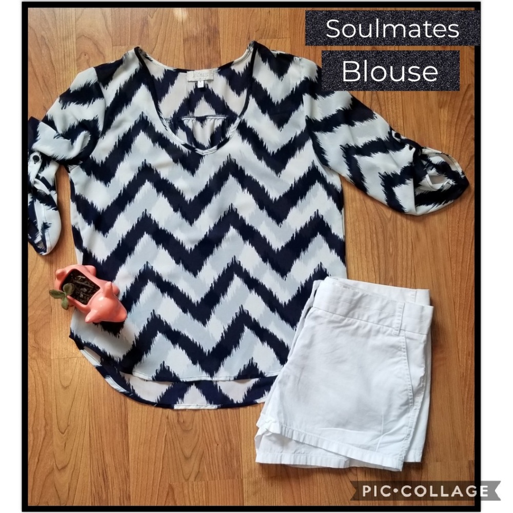 Navy Striped Chevron Top